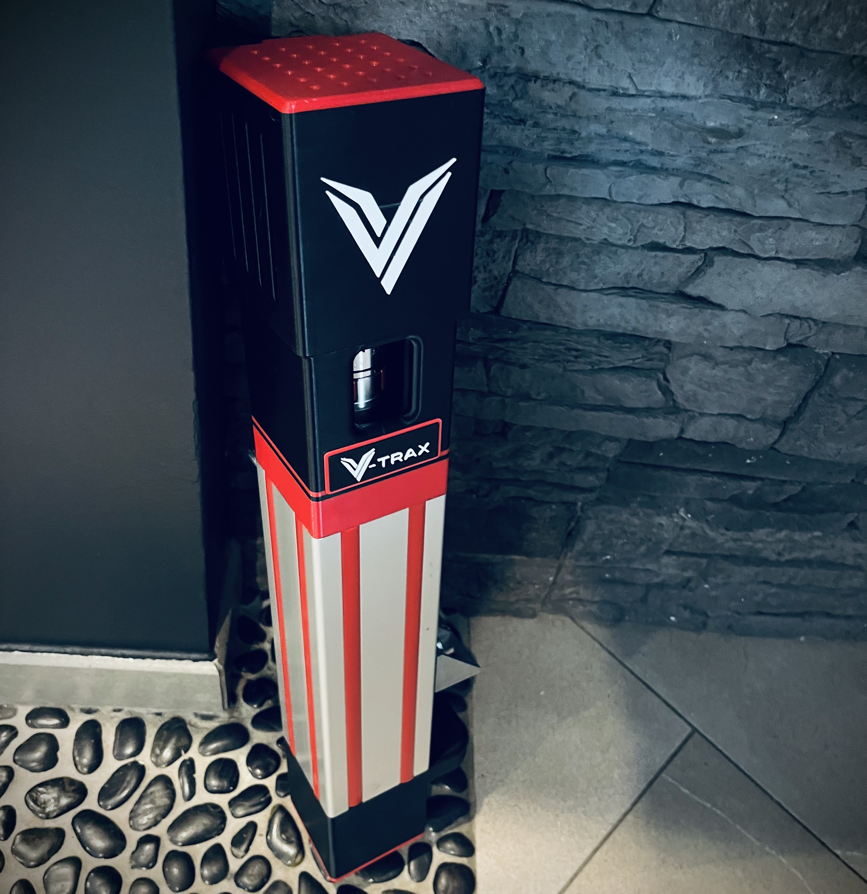 Kit Print V-TRAX — vue d'ensemble (box + pièces imprimées sur vérin)
